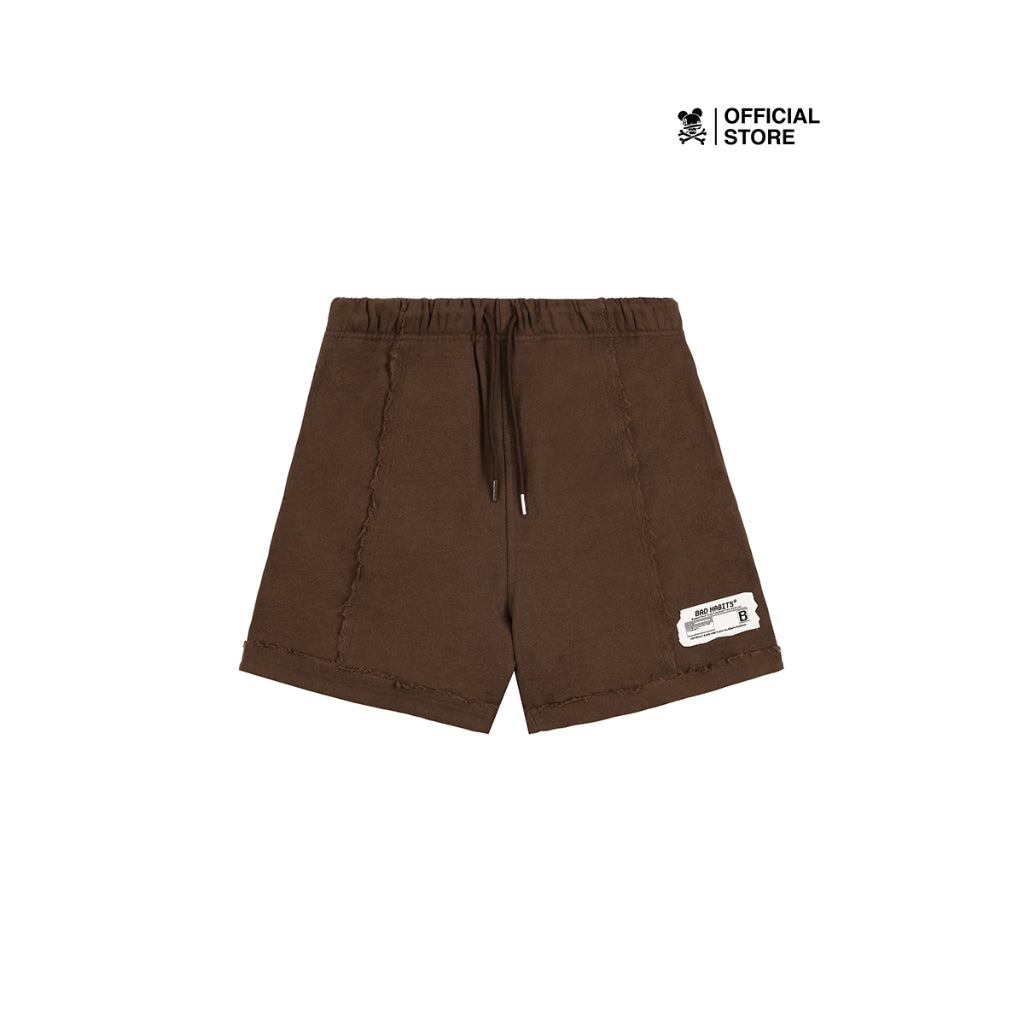 Quần Short Nỉ Bad Habits- Brown Destroyed Sweat Short - Local Brand Chính Hãng