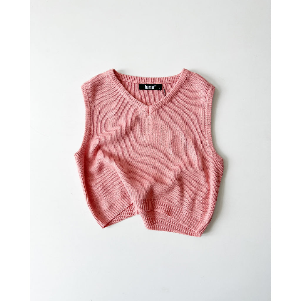 Women's Gile Sweater Cable Knit V Mixing | 2624 | Lana Official