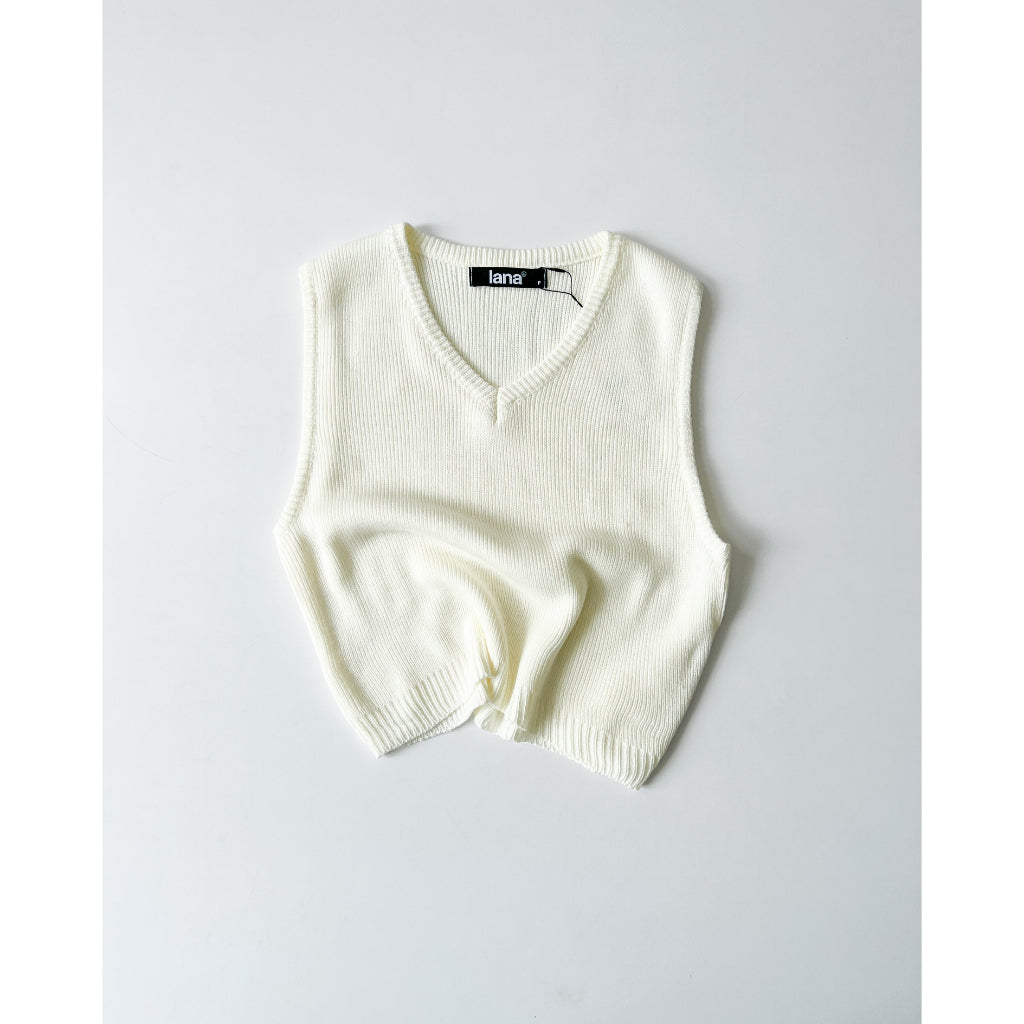 Women's Gile Sweater Cable Knit V Mixing | 2624 | Lana Official