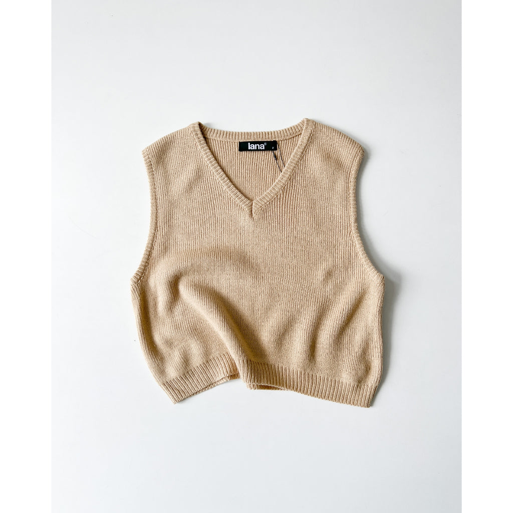 Women's Gile Sweater Cable Knit V Mixing | 2624 | Lana Official