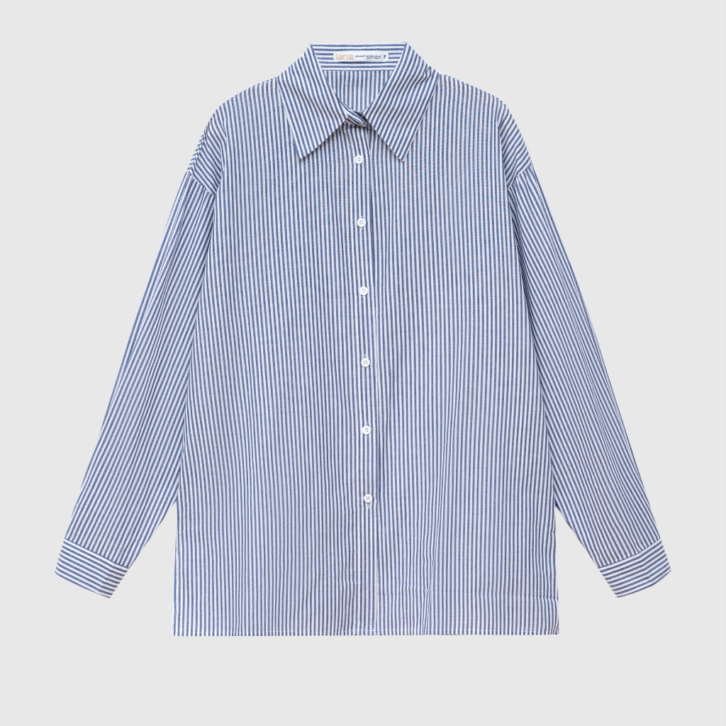 Madeline Women's Loose Blue Striped Shirt | 3573 | Lana Official