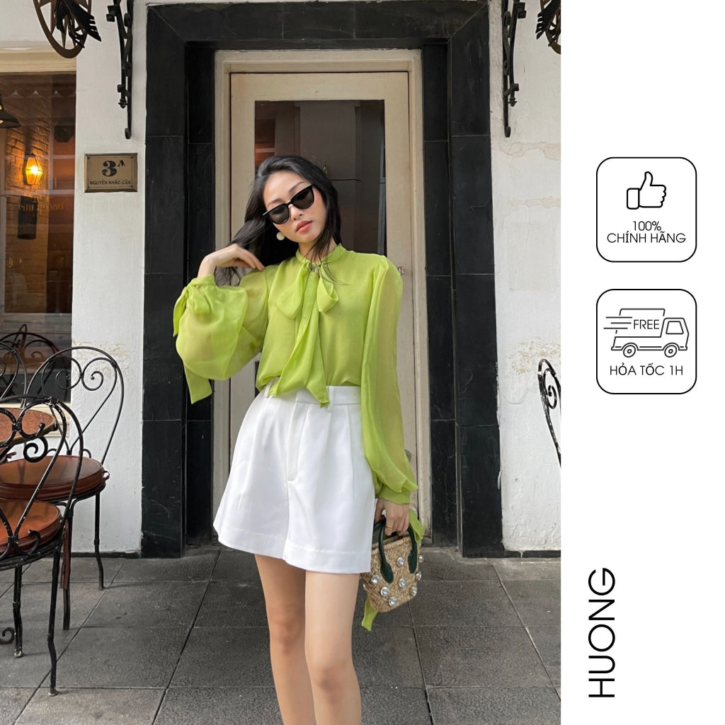 Quần short xếp li HUONG BOUTIQUE HBQS39 3 màu đen - trắng - cam