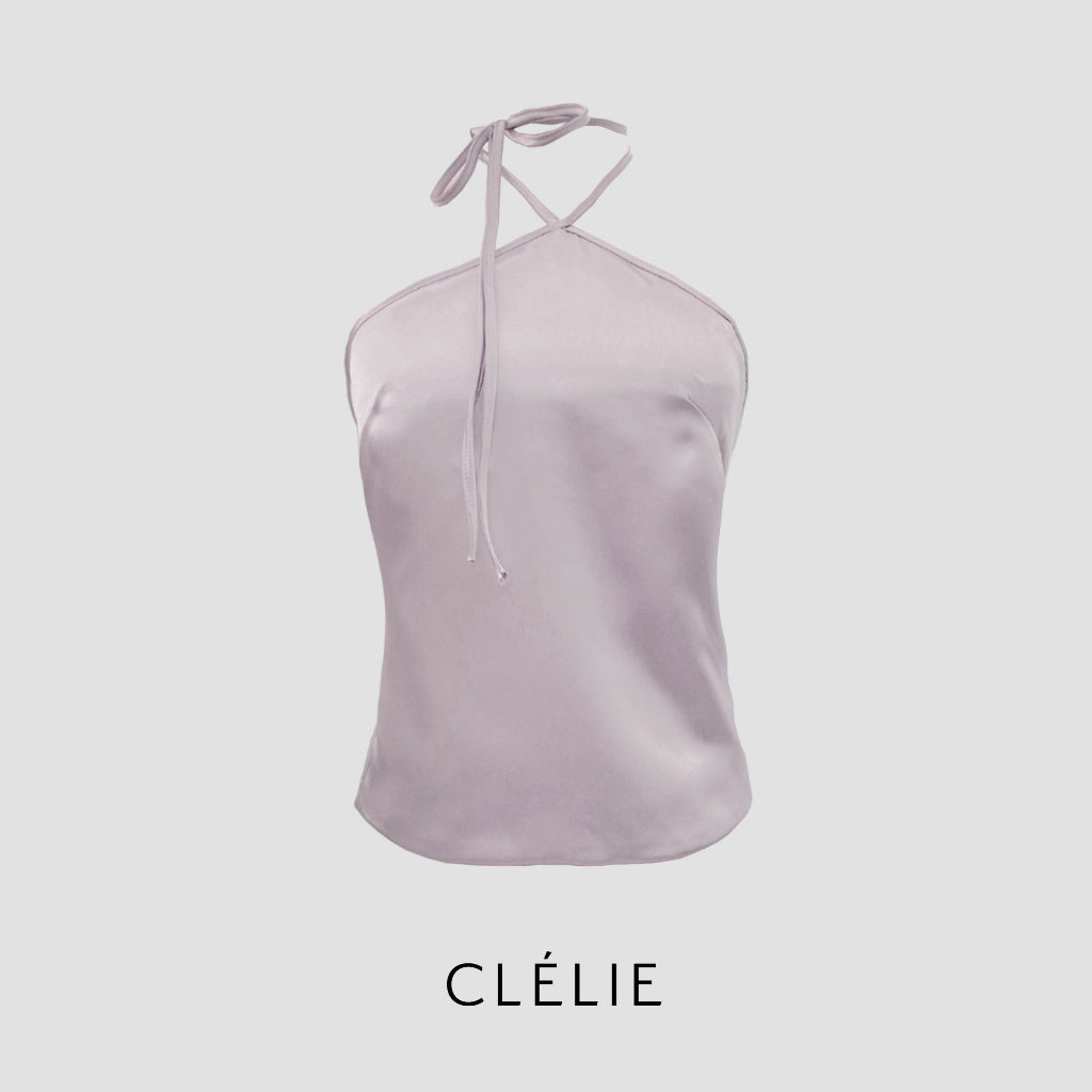 Silk blouse with halter neck and backless | Lacies Top - CLÉLIE