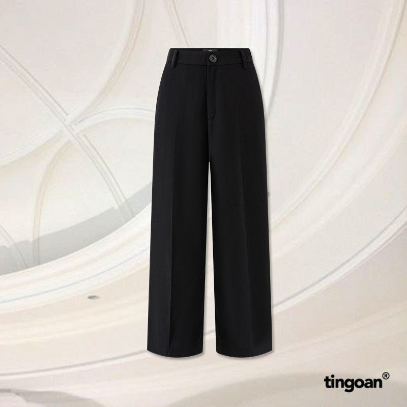 TINGOAN® - High-waisted straight wide-leg pants hacked in plain black CHARLIE CULOTTES ver 2/BL LATEST VERSION June 2024