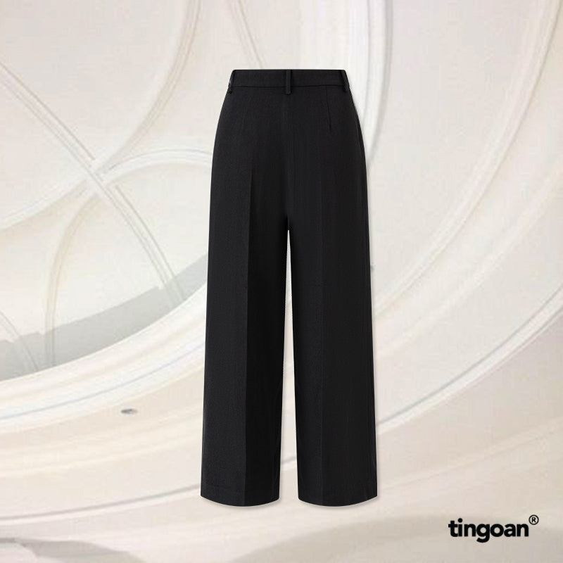 TINGOAN® - High-waisted straight wide-leg pants hacked in plain black CHARLIE CULOTTES ver 2/BL LATEST VERSION June 2024