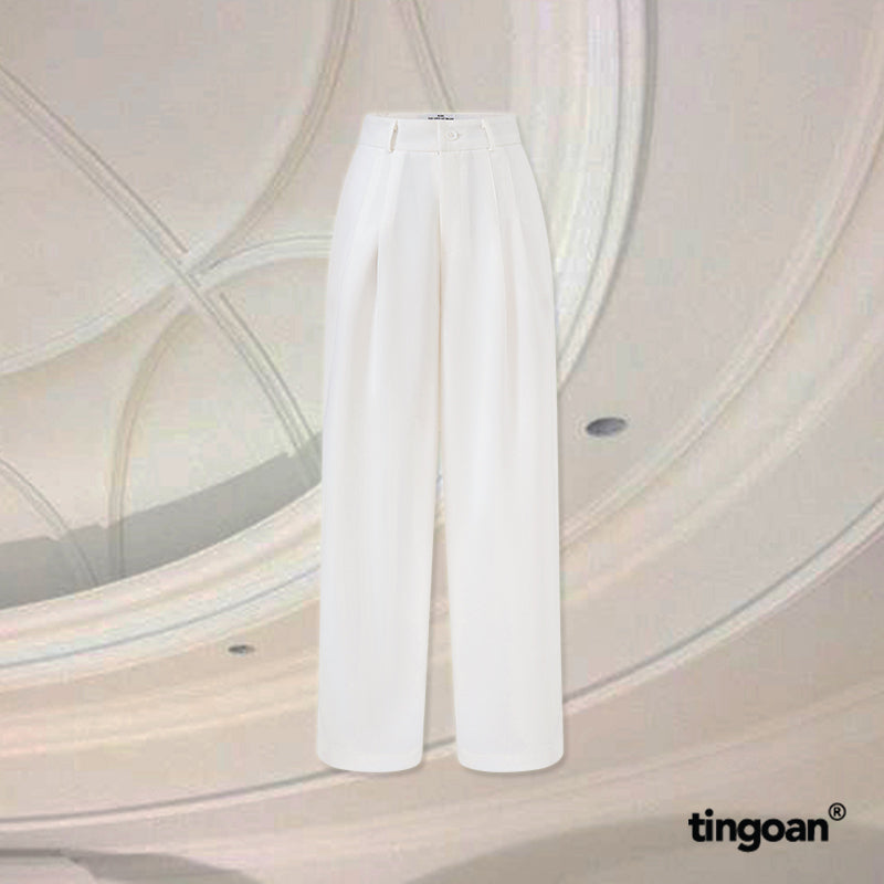 TINGOAN® - High-waist culottes with white hem belt I LIKE ME BETTER PANTS/WH