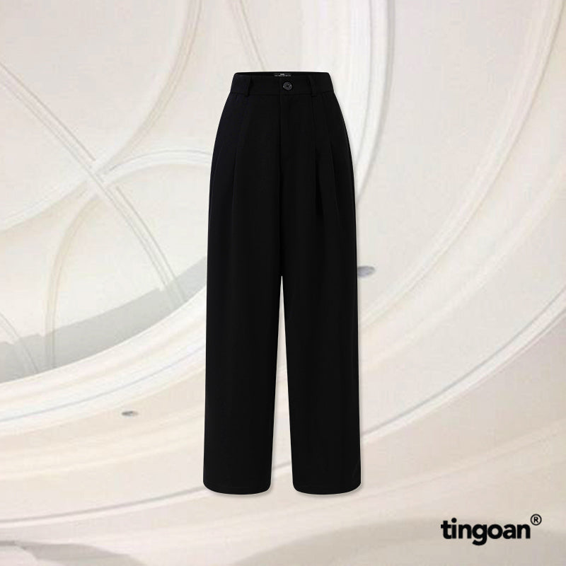 TINGOAN® - High waisted long culottes with black hem belt I LIKE ME BETTER PANTS/BL