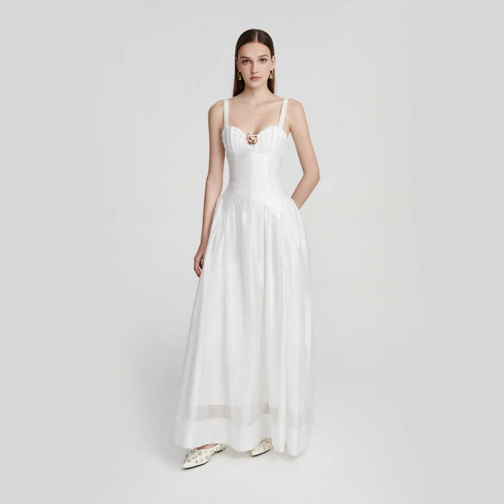 DEAR JOSÉ - Oyster white organza strapless long dress