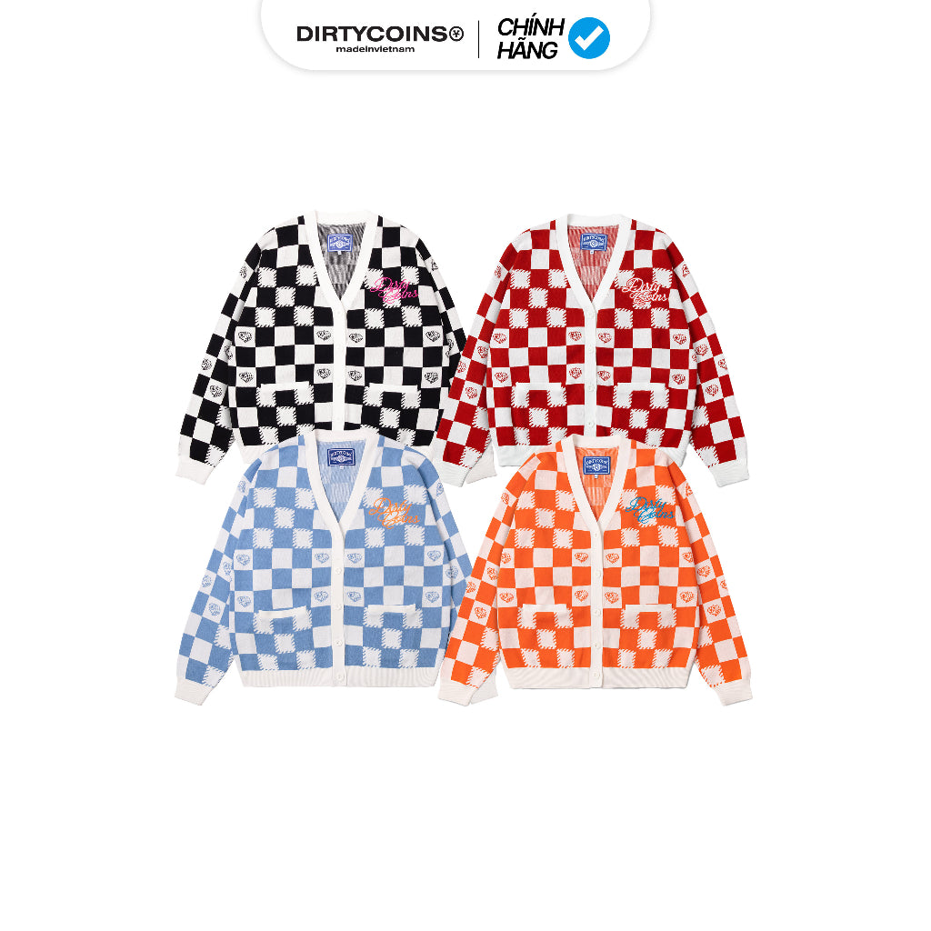 DirtyCoins Checkerboard Knit Cardigan