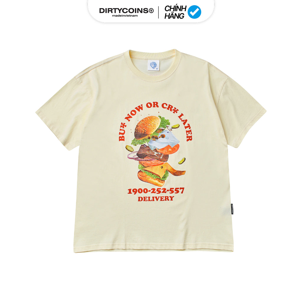 DirtyCoins Hamburger T-shirt - Cream