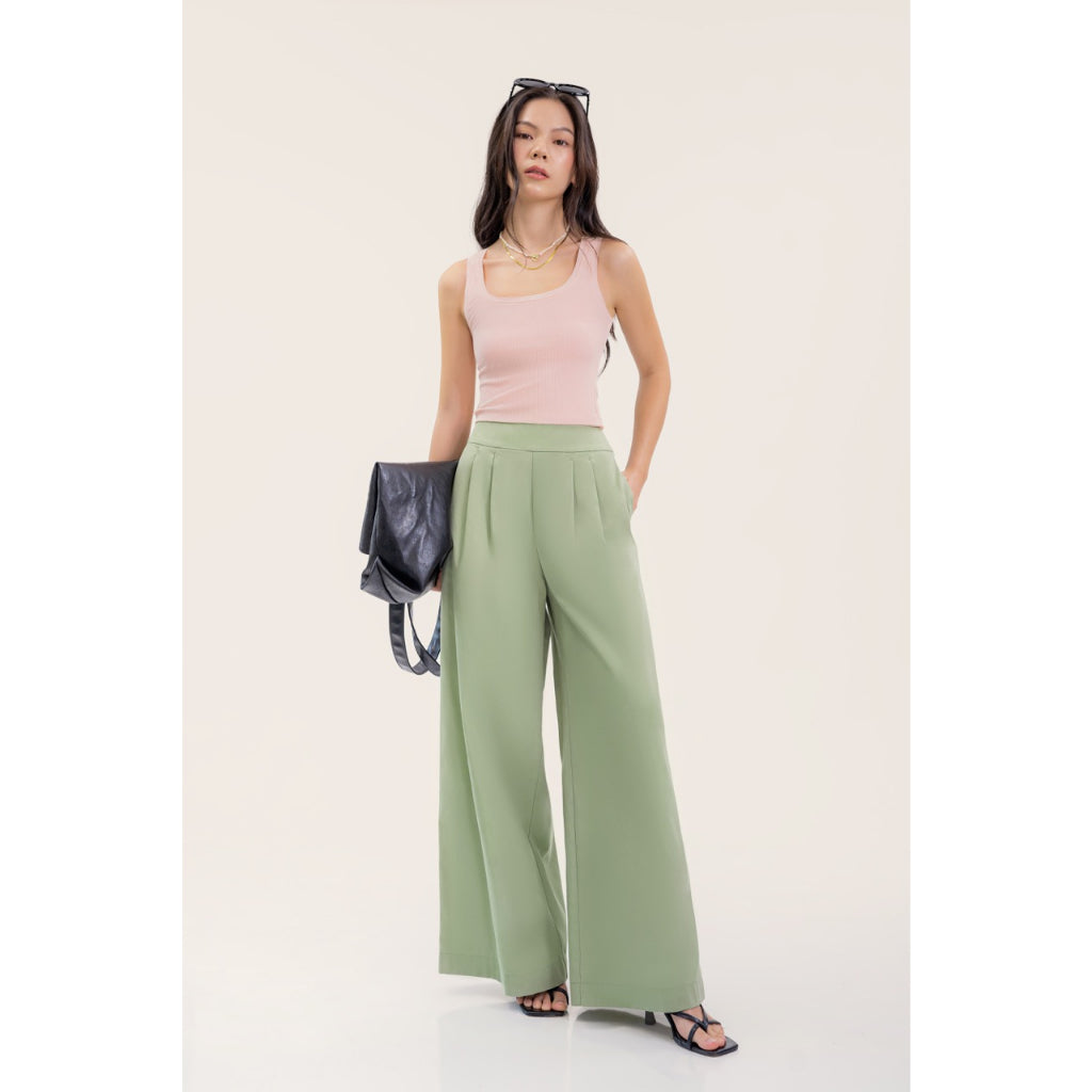 LIBÉ - Light green high-waisted wide-leg pants