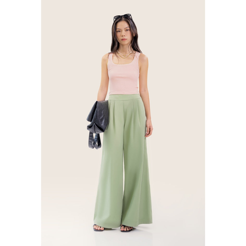 LIBÉ - Light green high-waisted wide-leg pants