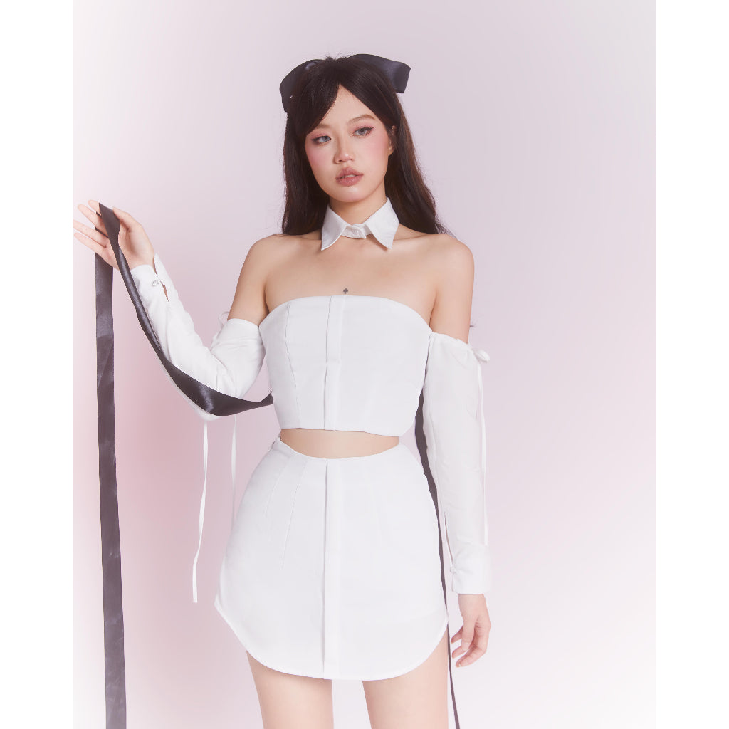 Designer crop top shirt and skirt set | BRIELLA SET - CLÉLIE 