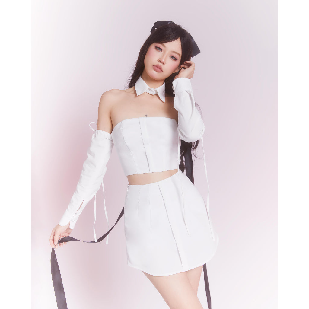 Designer crop top shirt and skirt set | BRIELLA SET - CLÉLIE 