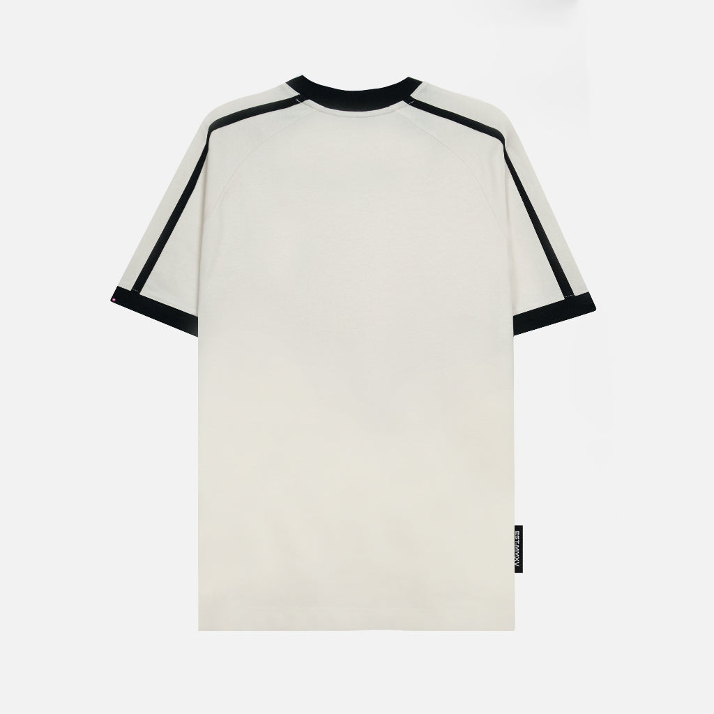 NEEDS OF WISDOM Line Boxy Raglan Tee - Cream - Genuine Local Brand