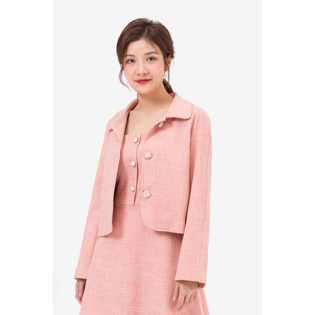 VIEN TRAN Half-length Woolen Jacket with Pearl Buttons V65B20T022