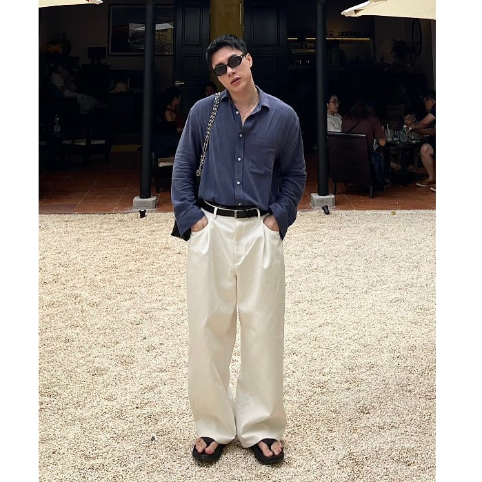 ETHEREAL KHAKI TROUSERS Unisex Wide Leg Khaki Trousers - Black/ Off White/Tawny