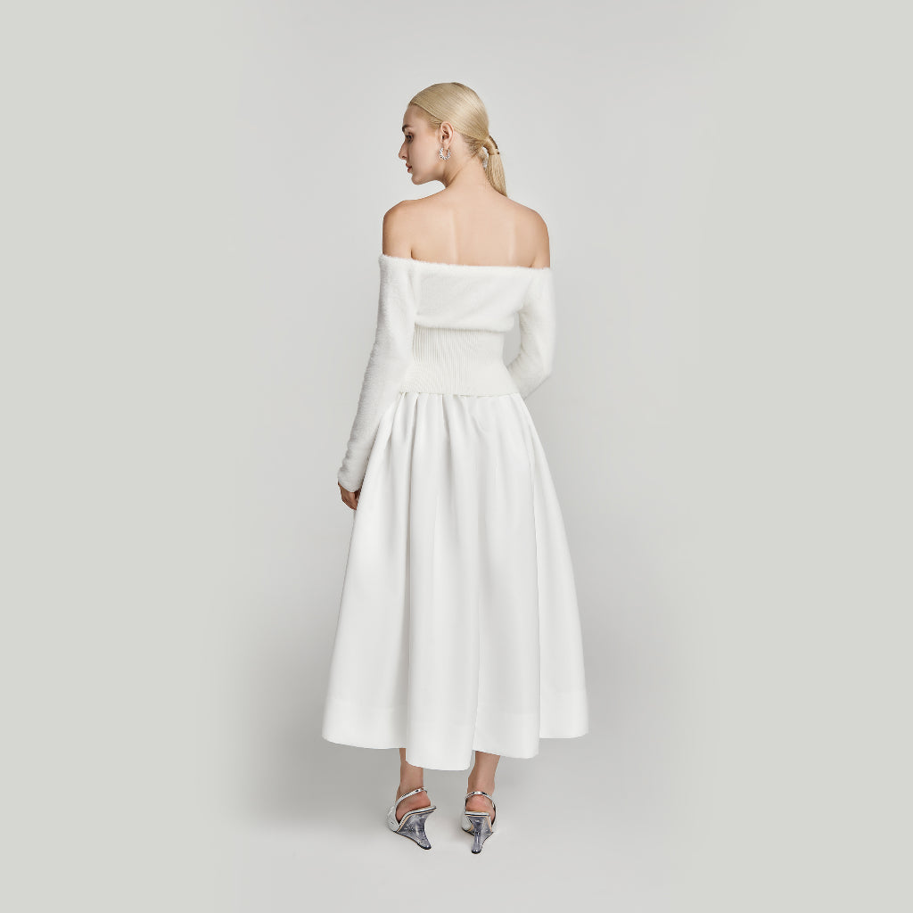 DEAR JOSÉ - ASTRONA flared maxi skirt in white taffeta