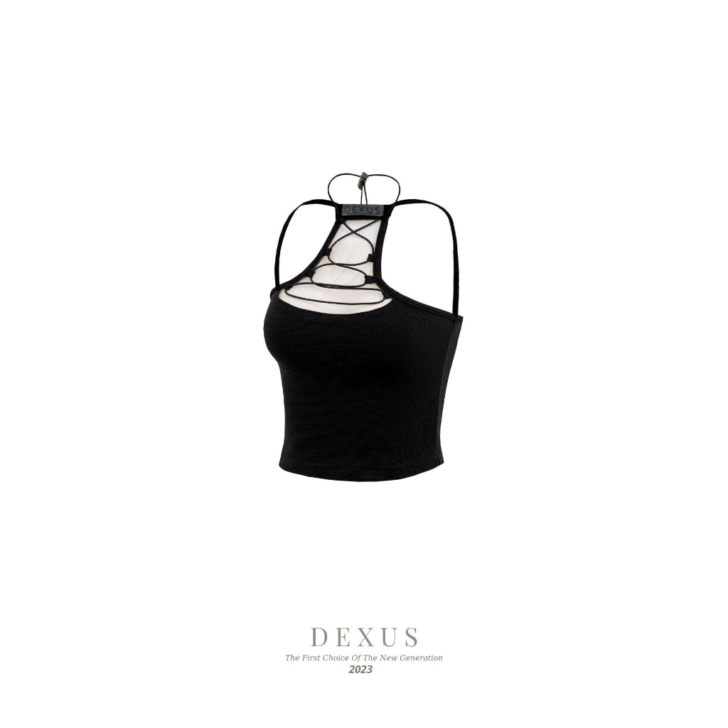 Sexy and seductive style crop top with knit straps _DXA70344