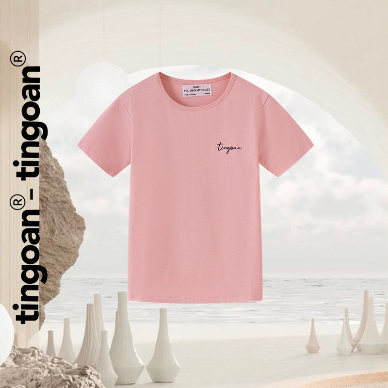 TINGOAN® - Slim fit pink T-shirt embroidered with the word "TINGOAN" TSHIRT/PK