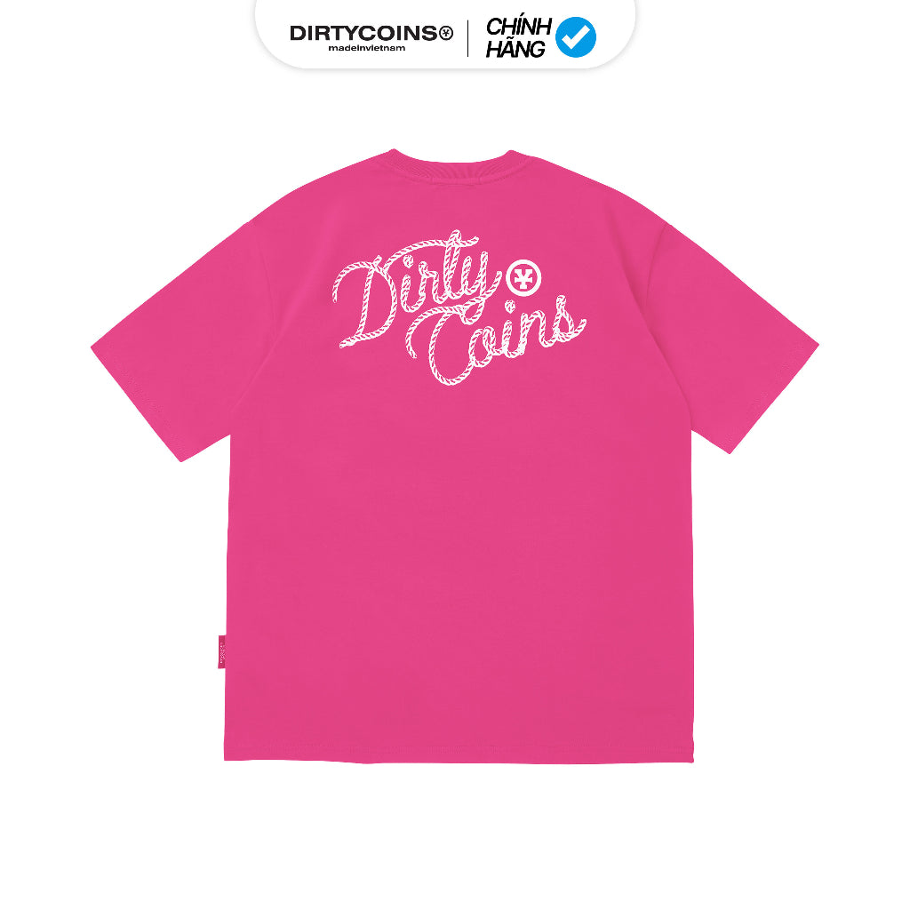 DirtyCoins Rope Print Regular Men/Women T-shirt - Hot Pink