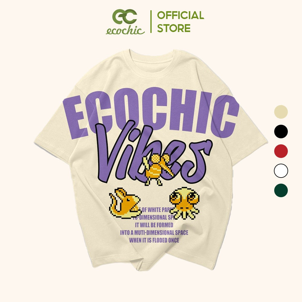 ECOCHIC VIBES T-Shirt Tee Local Brand Genuine Unisex Loose Form Oversize Premium Cotton 100% D720 