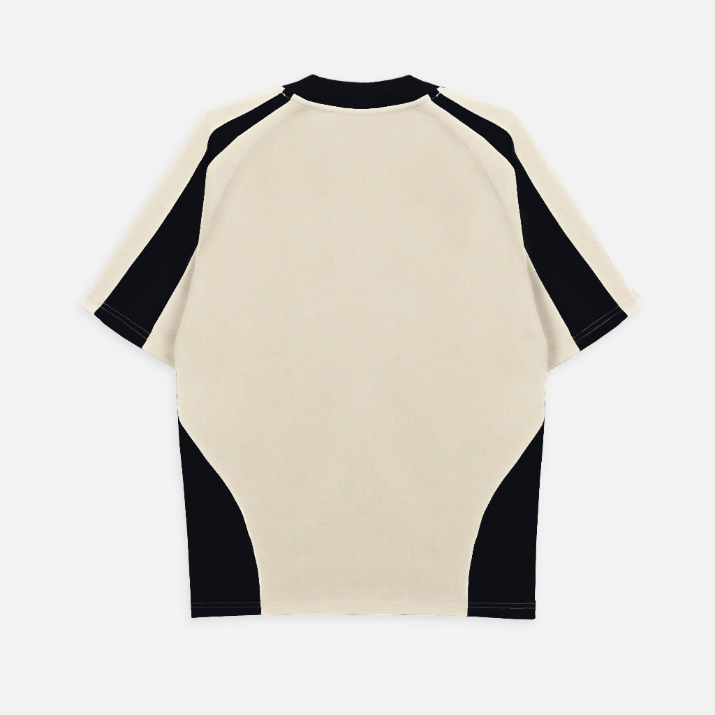 NEEDS OF WISDOM Mixed Boxy Raglan Tee - Cream/Black - Authentic Local Brand