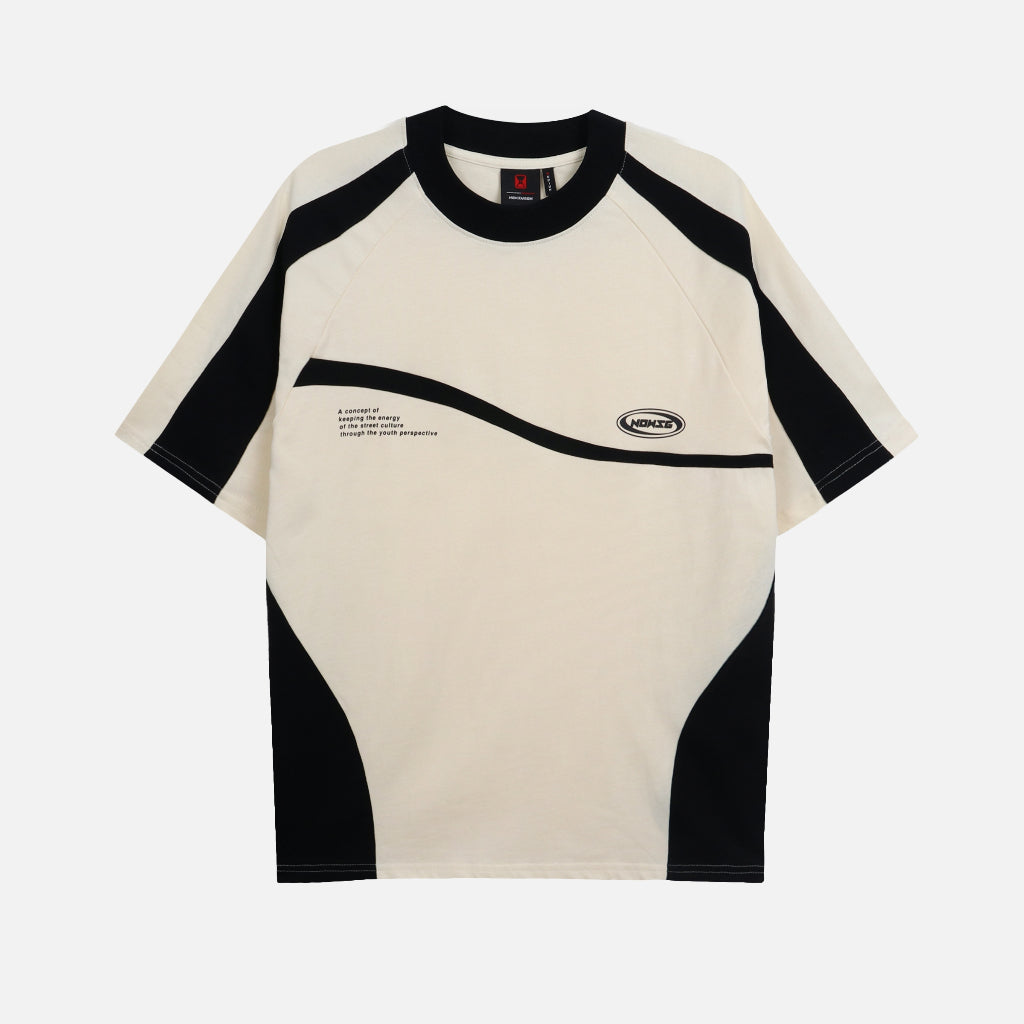 NEEDS OF WISDOM Mixed Boxy Raglan Tee - Cream/Black - Authentic Local Brand