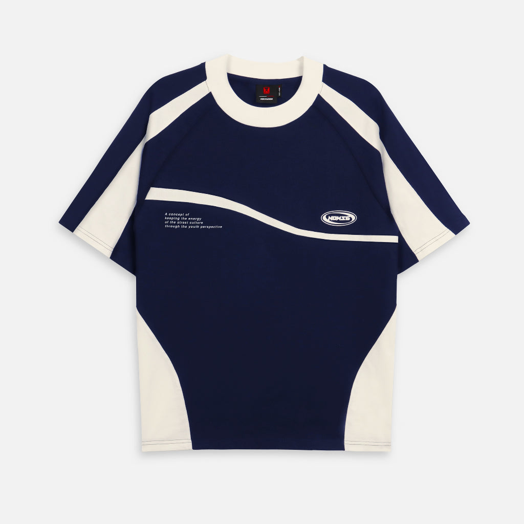 NEEDS OF WISDOM Mixed Boxy Raglan Tee - Navy/Cream - Authentic Local Brand