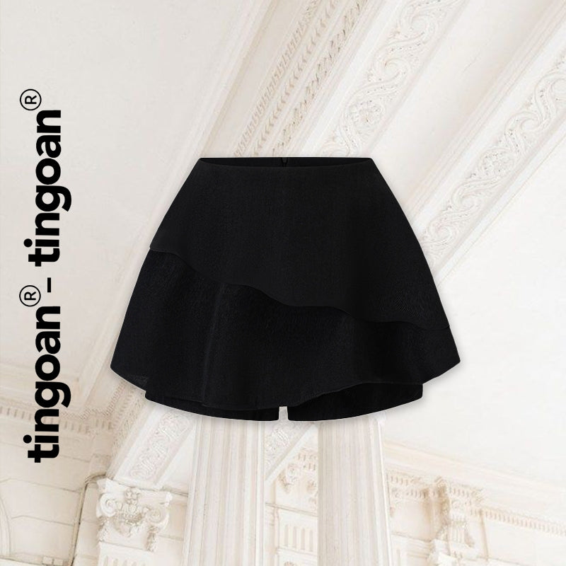 TINGOAN® - HAZE SKORTS VER2/BL black anti-wrinkle 2-layer high-waisted skirt pants LATEST VERSION June 2024