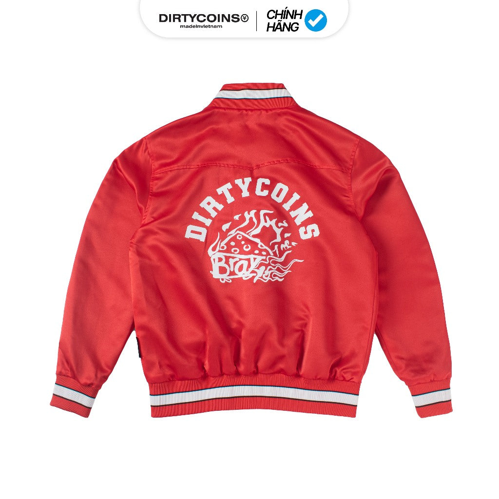 DirtyCoins Nylon Varsity Jacket - Red