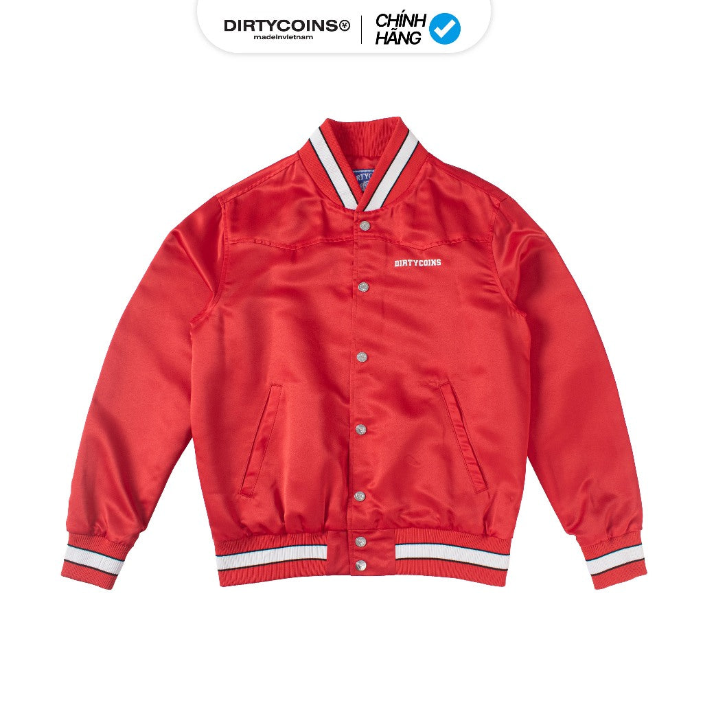 DirtyCoins Nylon Varsity Jacket - Red