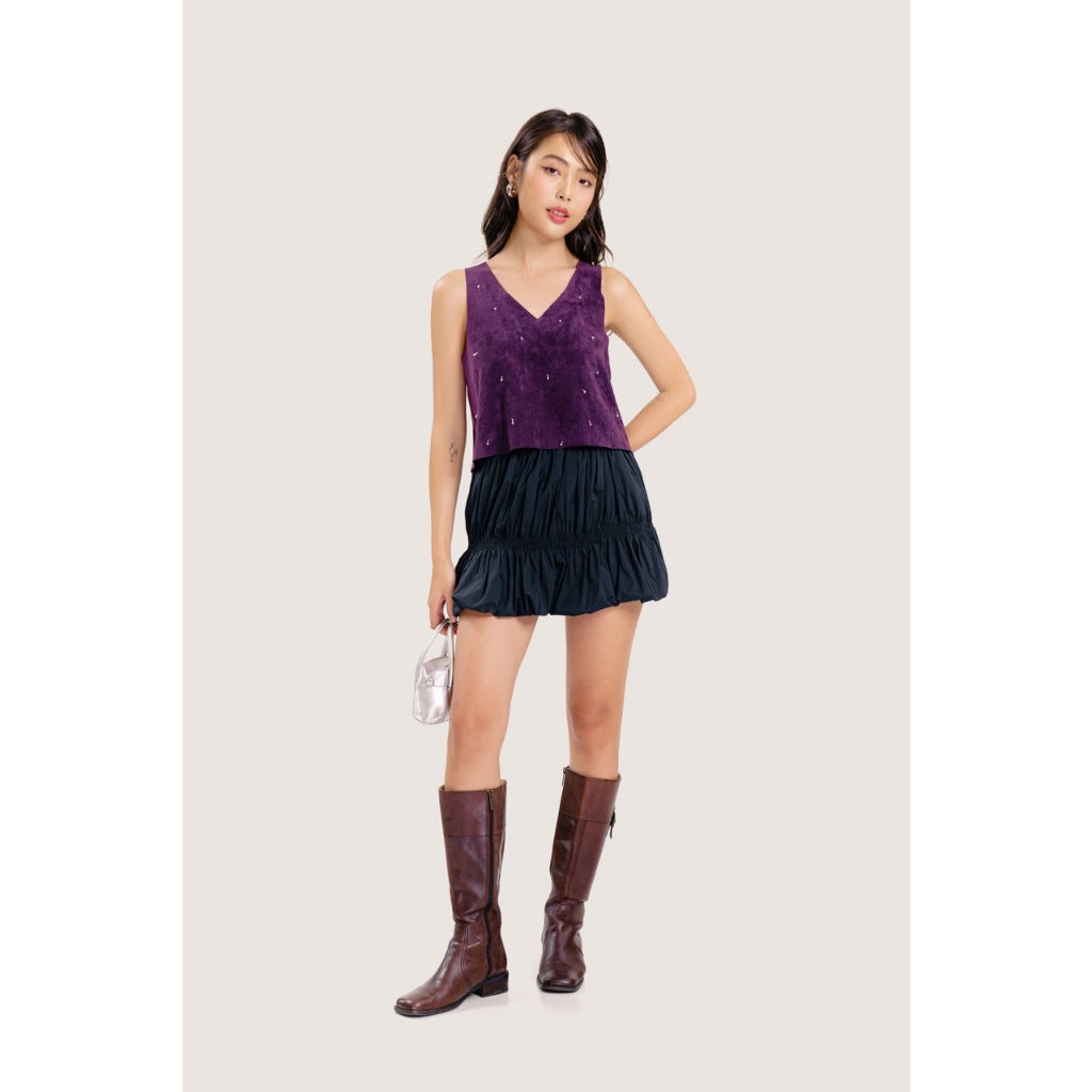 LIBÉ WORKSHOP Purple suede full-body beaded sundress