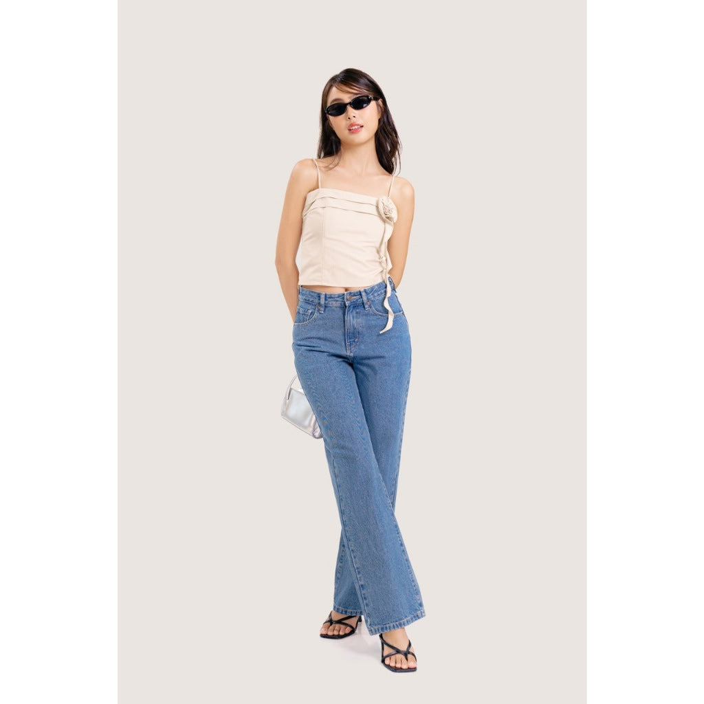 LIBÉ WORKSHOP Blue straight-waisted jeans below the navel