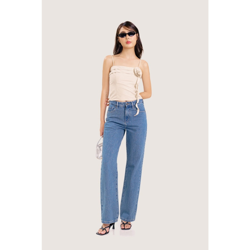 LIBÉ WORKSHOP Blue straight-waisted jeans below the navel