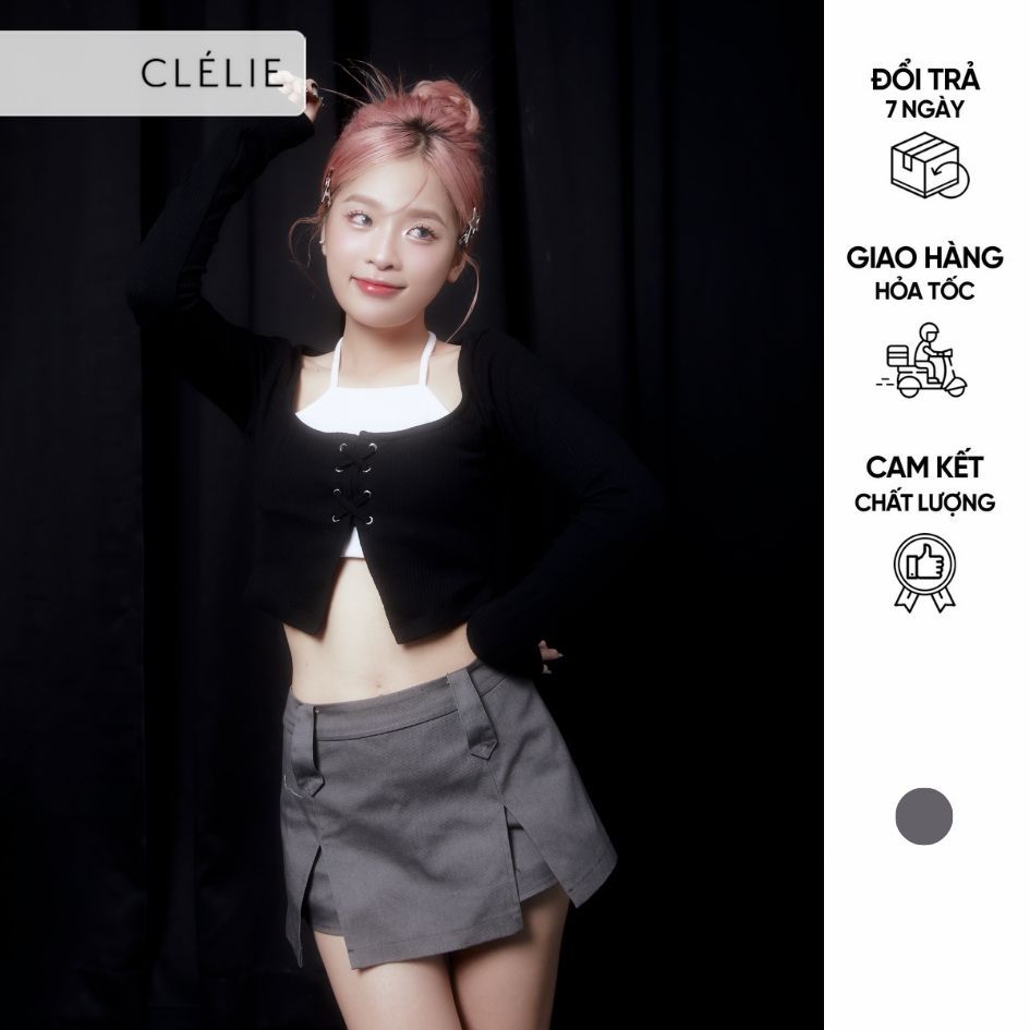 Short skirt with slit | FENGI SKIRT - CLÉLIE 