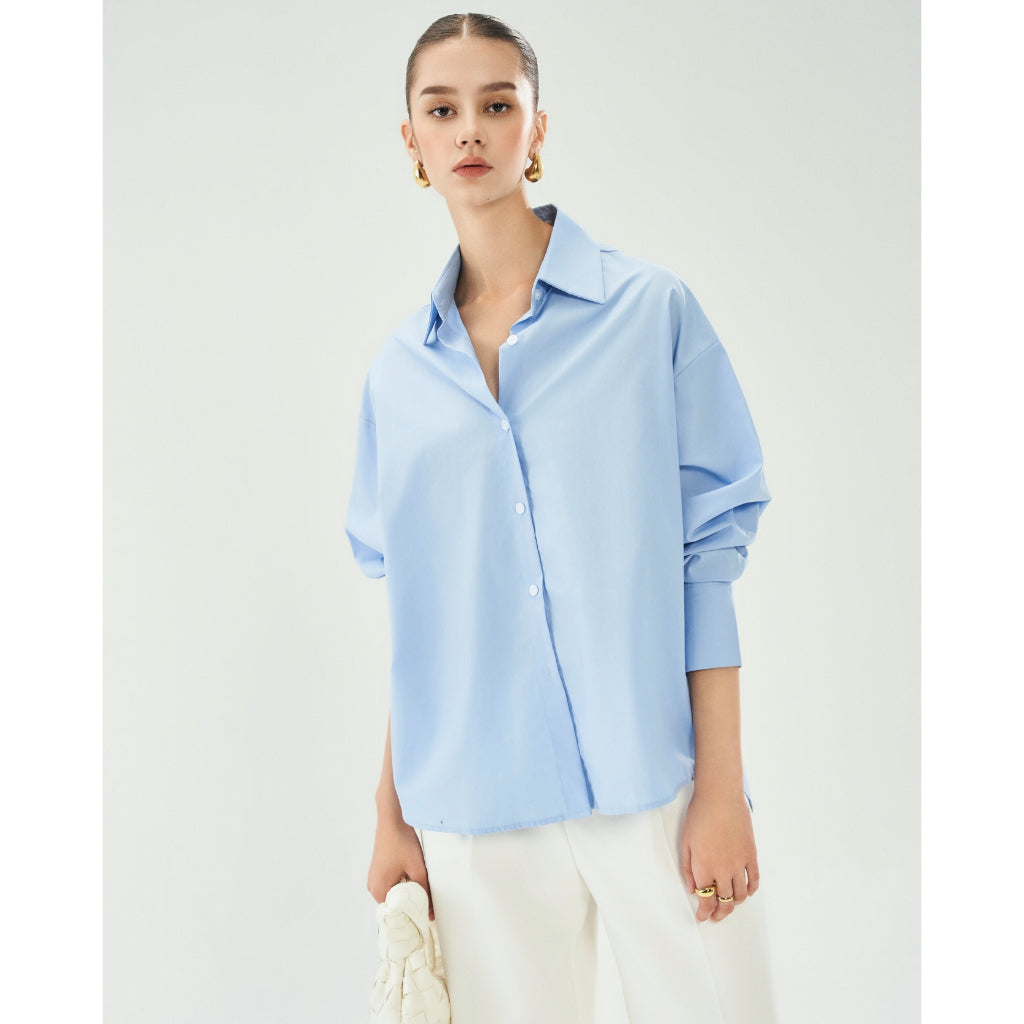 Lana Oversize Women's Shirt, Parisian Lady Style, Wrinkle-Free Smooth Fabric for Office Work and Play | 4125 | Lana Official