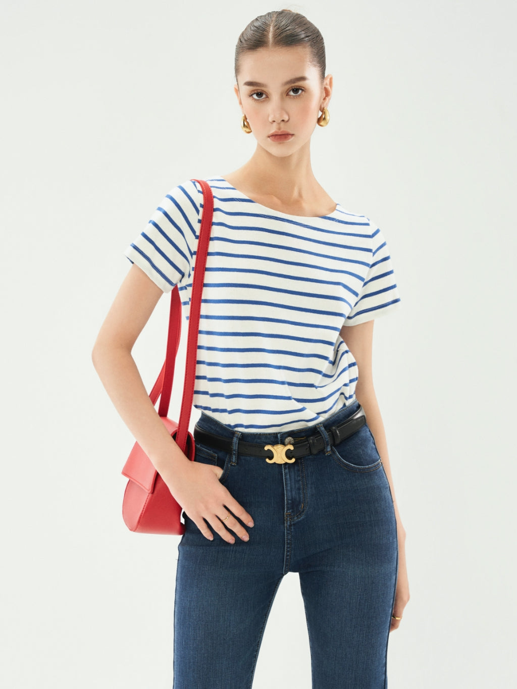 Amandine Boat Neck Striped Long Sleeve Shirt | 3559 4067 | Lana Official