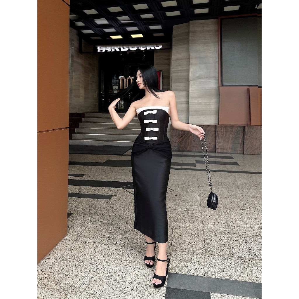 Kitny Corset Bodycon Dress with Bow LSEOUL V23101582 Elegant Feminine Party Wear 