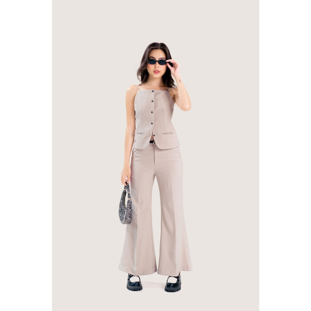 LIBÉ WORKSHOP Light gray navel-waist flared pants