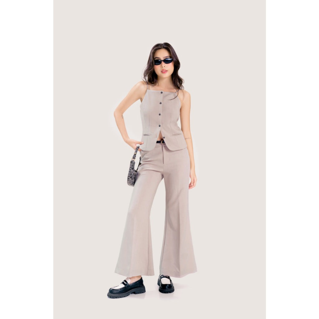 LIBÉ WORKSHOP Light gray navel-waist flared pants