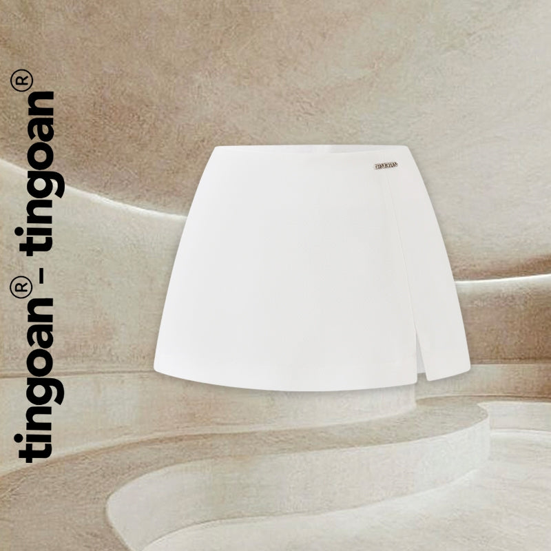 TINGOAN® - White low-waist short skirt with flared hem ROSE SKIRT/WH