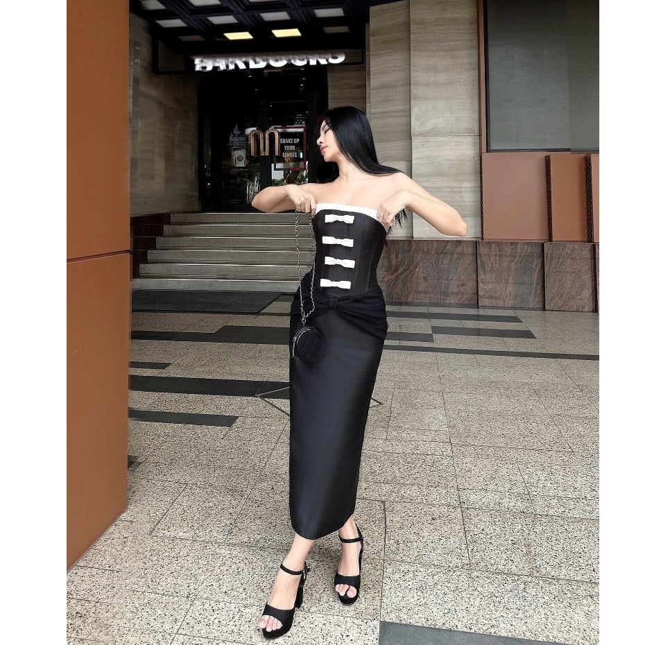 Kitny Corset Bodycon Dress with Bow LSEOUL V23101582 Elegant Feminine Party Wear 