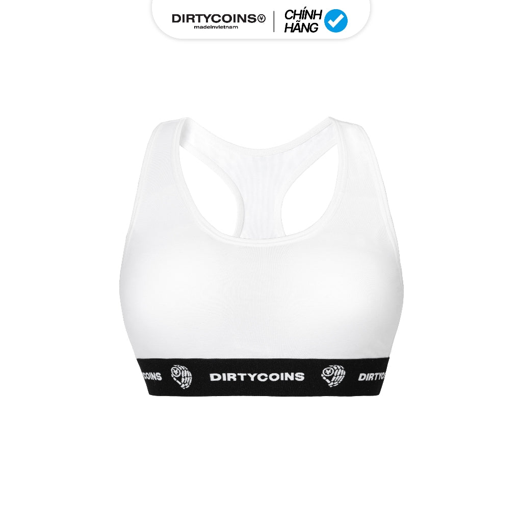 DirtyCoins Logo Sport Bra - White