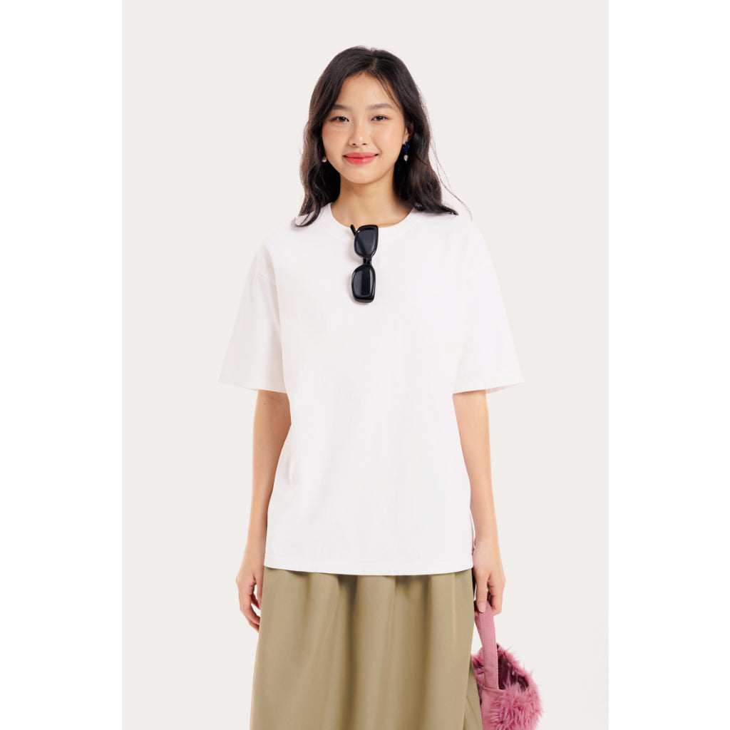 LIBÉ WORKSHOP - White short-sleeved round neck t-shirt