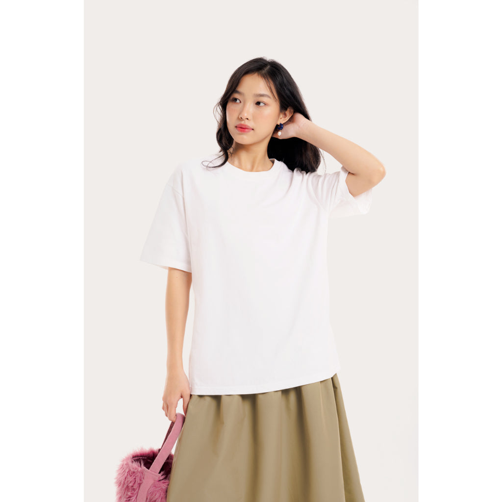 LIBÉ WORKSHOP - White short-sleeved round neck t-shirt