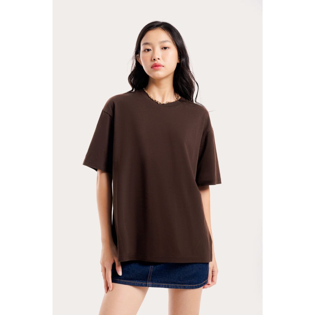 LIBÉ WORKSHOP - Brown short-sleeved round neck t-shirt