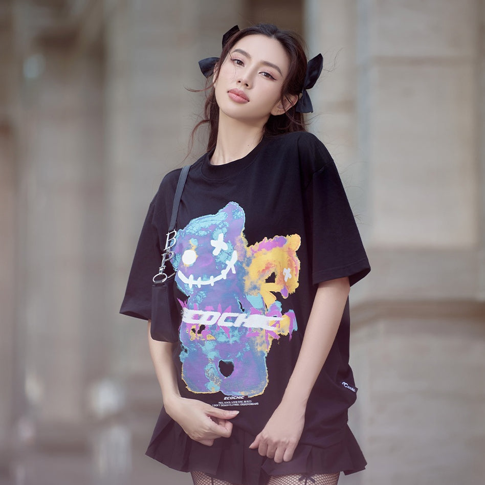 Áo Phông ECOCHIC AQUARELLE BEAR Tee Local Brand Chính Hãng Unisex Form Rộng Oversize Premium Cotton 100% F131