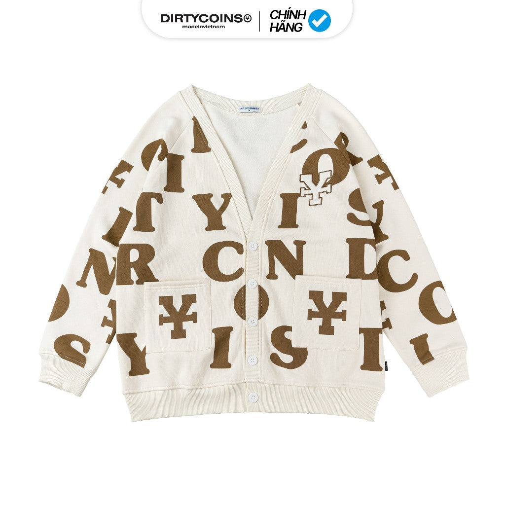 DirtyCoins Print Cardigan - Ivory/Brown