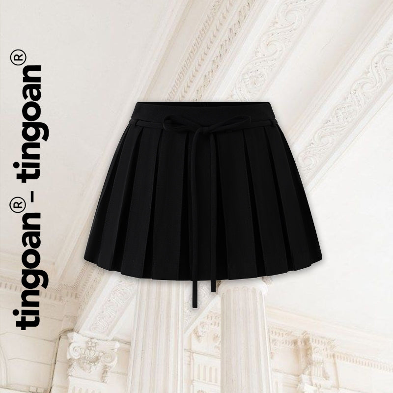 TINGOAN® - Black low-waist skirt with bow tie waist NINA SKIRT/BL LATEST VERSION June 2024